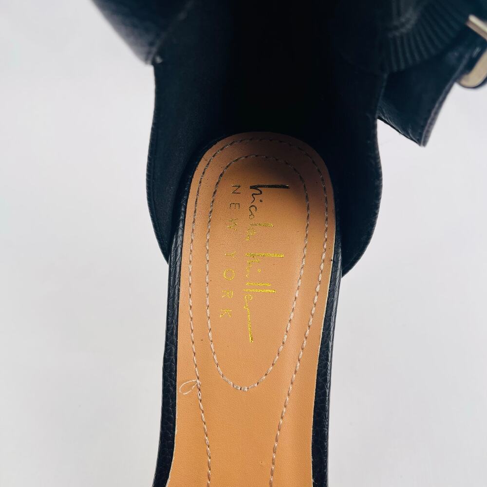 Nicole Miller Women Black Block Heel Sandals Buckle Back Zip Shoes Size 9 - Picture 8 of 12